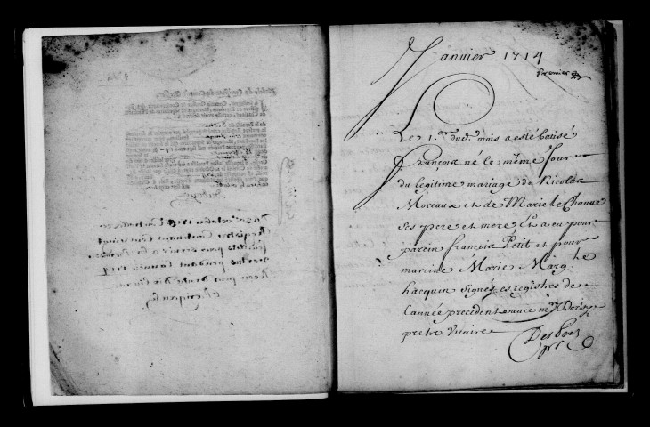 Vertus. Baptêmes, mariages, sépultures 1714