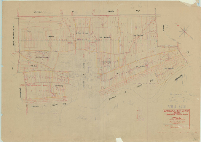 Vésigneul-sur-Marne (51616). Section A1 échelle 1/2500, plan mis à jour pour 1945, plan non régulier (papier)