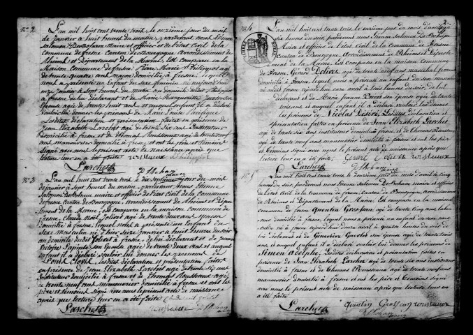 Fresnes. Naissances, publications de mariage, mariages, décès 1833-1842