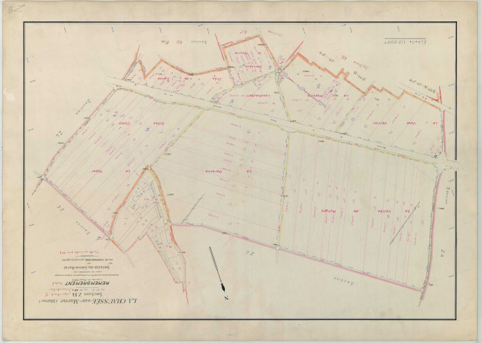Chaussée-sur-Marne (La) (51141). Section ZB échelle 1/2000, plan remembré pour 1959, plan régulier (papier armé)