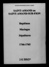 Saint-Amand. Baptêmes, mariages, sépultures 1746-1765