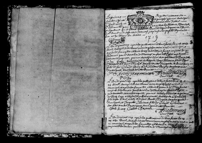 Alliancelles. Baptêmes, mariages, sépultures 1719-1733