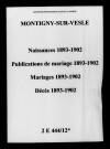 Montigny-sur-Vesle. Naissances, publications de mariage, mariages, décès 1893-1902