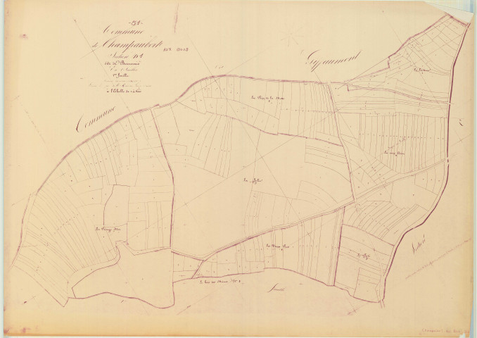 Giffaumont-Champaubert (51269). Section 114 D1 échelle 1/2000, plan napoléonien sans date (copie du plan napoléonien), plan non régulier (papier)