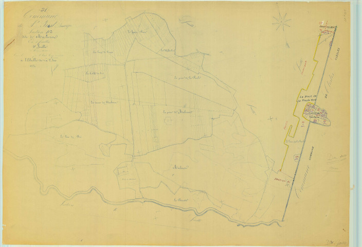 Saint-Just-Sauvage (51492). Section D2 échelle 1/2500, plan mis à jour pour 01/01/1968, non régulier (papier)