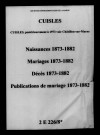 Cuisles. Naissances, mariages, décès, publications de mariage 1873-1882