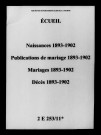 Écueil. Naissances, publications de mariage, mariages, décès 1893-1902