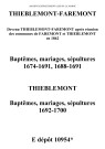 Thiéblemont. Baptêmes, mariages, sépultures 1674-1700