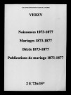 Verzy. Naissances, mariages, décès, publications de mariage 1873-1877