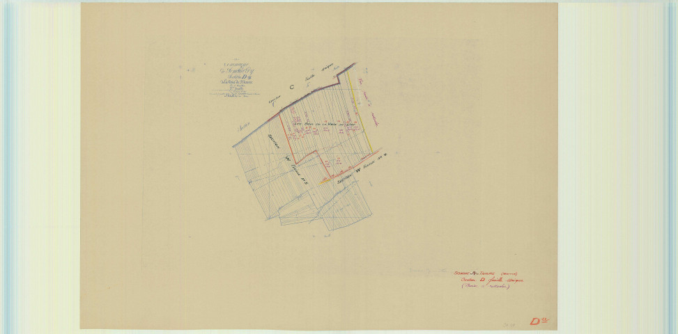 Sommepy-Tahure (51544). Section DU 1 échelle 1/5000, plan mis à jour pour 1956 (section D1 1e partie), plan non régulier (papier)