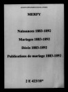 Merfy. Naissances, mariages, décès, publications de mariage 1883-1892