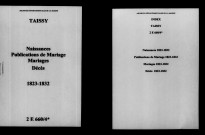 Taissy. Naissances, publications de mariage, mariages, décès 1823-1832