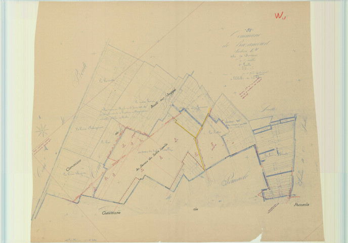 Bazancourt (51043). Section W1 échelle 1/2500, plan mis à jour pour 1956, plan non régulier (papier).
