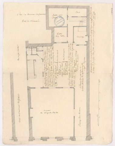 Reims. Plan du bureau de ce commerce, rez-de-chaussée, 1769.