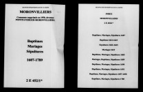 Moronvilliers. Baptêmes, mariages, sépultures 1607-1789
