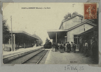 La gare de Port-à-Binson, vers 1918 (carte postale, 2 Fi 346/35)