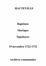Hauteville. Baptêmes, mariages, sépultures 1722-1732