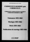 Cormoyeux-Romery. Naissances, mariages, décès, publications de mariage 1853-1862