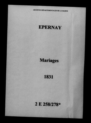 Épernay. Mariages 1831