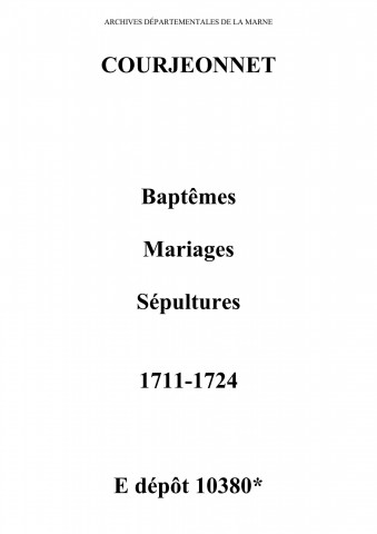 Courjeonnet. Baptêmes, mariages, sépultures 1711-1724