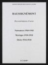 Haussignémont. Naissances, mariages, décès 1910-1918 (reconstitutions)