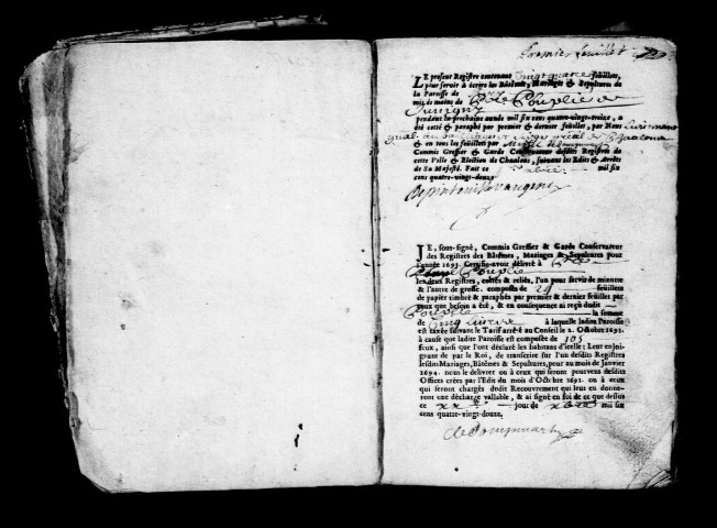 Recy. Baptêmes, mariages, sépultures 1693-1717