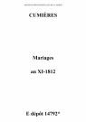 Cumières. Mariages an XI-1812