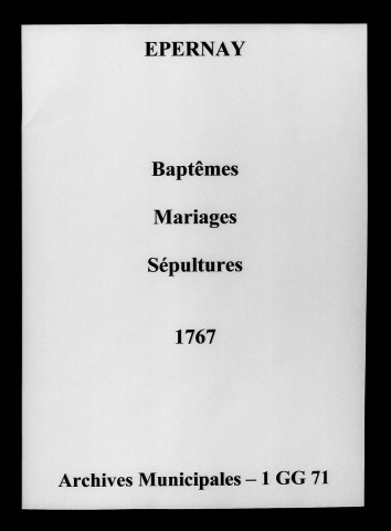 Épernay. Baptêmes, mariages, sépultures 1767