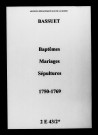 Bassuet. Baptêmes, mariages, sépultures 1750-1769