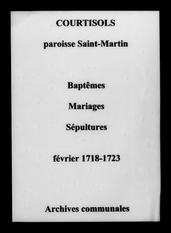 Courtisols. Saint-Martin. Baptêmes, mariages, sépultures 1718-1723