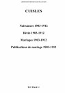 Cuisles. Naissances, décès, mariages, publications de mariage 1903-1912