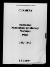 Chamery. Naissances, publications de mariage, mariages, décès 1833-1842