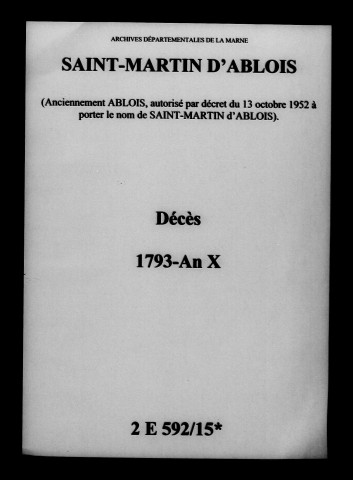 Ablois. Décès 1793-an X