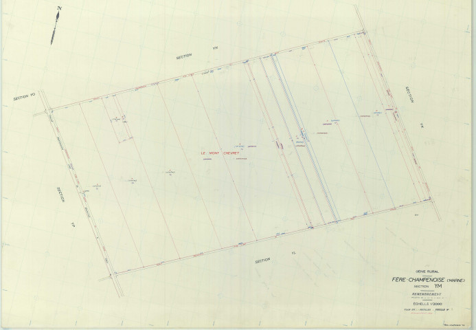 Fère-Champenoise (51248). Section YM échelle 1/2000, plan remembré pour 01/01/1971, régulier avant 20/03/1980 (papier armé)