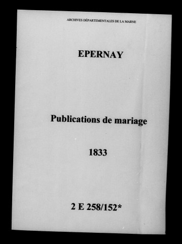 Épernay. Publications de mariage 1833