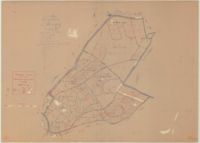 Margny (51350). Section B1 échelle 1/2500, plan mis à jour pour 01/01/1933, non régulier (papier)
