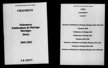 Chaumuzy. Naissances, publications de mariage, mariages, décès 1843-1852