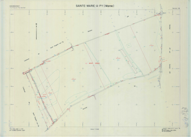 Sainte-Marie-à-Py (51501). Section YB échelle 1/2000, plan remembré pour 1982, plan régulier (calque)