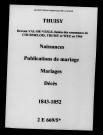 Thuisy. Naissances, publications de mariage, mariages, décès 1843-1852