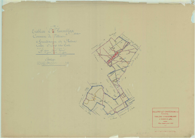 Villers-le-Château (51634). Tableau d'assemblage 3 échelle 1/20000, plan mis à jour pour 1935, plan non régulier (papier)