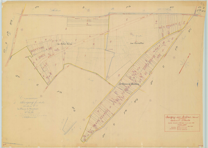 Savigny-sur-Ardres (51527). Section C3 échelle 1/1000, plan mis à jour pour 1966, plan non régulier (papier).