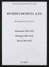 Rivières-Henruel (Les). Naissances, mariages, décès 1901-1912 (reconstitutions)
