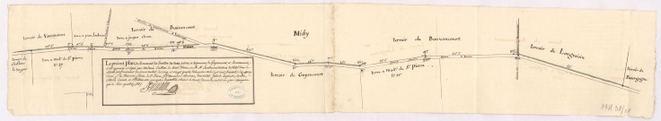 Plan du bornement des limittes des terres, justices, et seigneuries, de Guyencourt, et Bouvancourt (1776), Villain