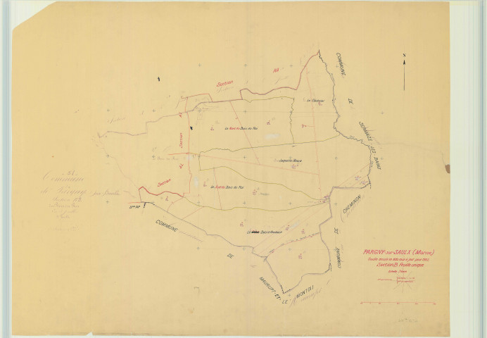 Pargny-sur-Saulx (51423). Section B échelle 1/5000, plan mis à jour pour 1962, plan non régulier (papier)