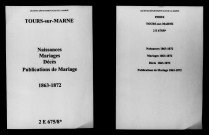 Tours-sur-Marne. Naissances, mariages, décès, publications de mariage 1863-1872