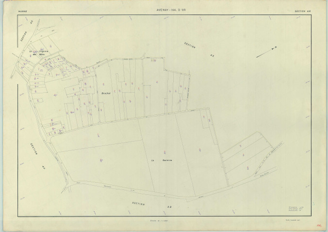 Avenay-Val-d'Or (51028). Section AR échelle 1/1000, plan renouvelé pour 1961, plan régulier (papier armé).