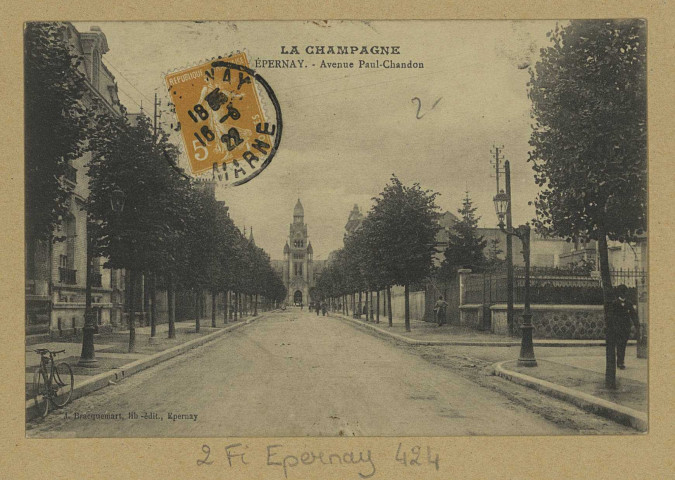 ÉPERNAY. La Champagne-Épernay-Avenue Paul Chandon.
EpernayÉdition Lib. J. Bracquemart.[vers 1922]