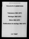 Ville-en-Tardenois. Naissances, mariages, décès, publications de mariage 1863-1872