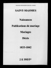 Saint-Masmes. Naissances, publications de mariage, mariages, décès 1833-1842
