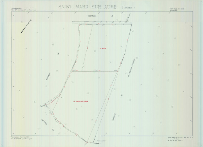 Saint-Mard-sur-Auve (51498). Section ZM échelle 1/2000, plan remembré pour 2006, plan régulier (calque)